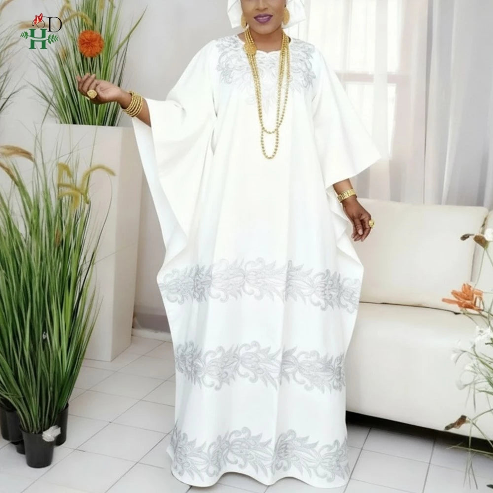 H&D 2026 African dresses for woman Embroidery Bazin Riche Kaftan Dress Wedding Party Djellaba Plus Size Muslim Gown Turkey Dress
