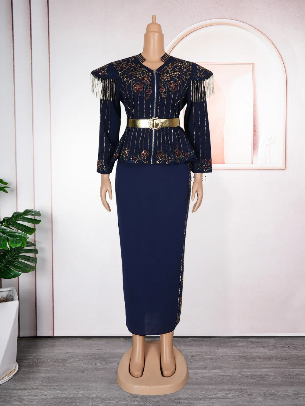 2025 Spring African Clothes for Women 2 PCS Sets Tops and Skirts Suit Dashiki Ankara Outfit Robe Plus Size Wedding Party Dresses