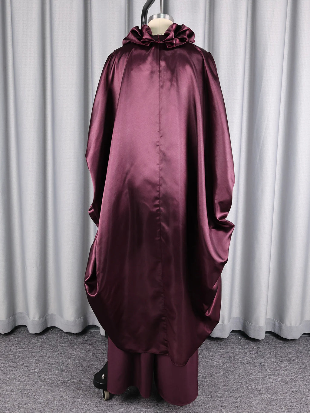 African Elegant Brown Two Piece Set Loose Kaftan Cape Ruffles Robe with O Neck Sleeveless Jumpsuit Events Parties Occasion New