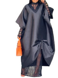 Elegant Shiny Bubu African Dresses for Women Two-Piece Set Lace inside Long Loose Dashiki Traditional Clothing Summer Party Wear