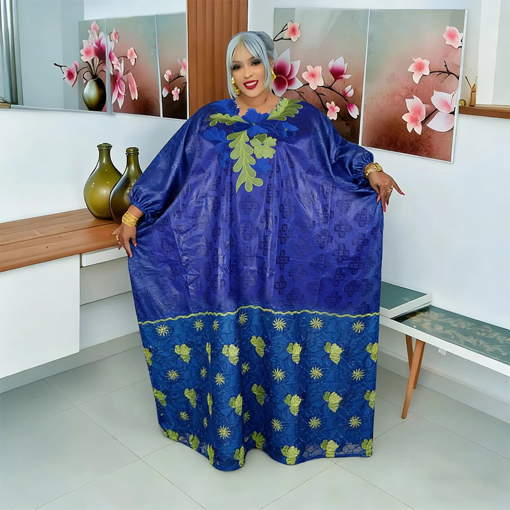 African Dresses for Women Dashiki Traditional Embroidery Bazin Gown Ankara White Robes Nigeria Wedding Evening Party Dress