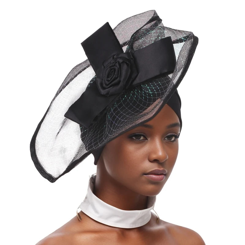 Retro Veil Turban Cap for Women Exaggerated Party Headpiece Hat African Head Wraps Bonnet Muslim Wrap Head Turbans
