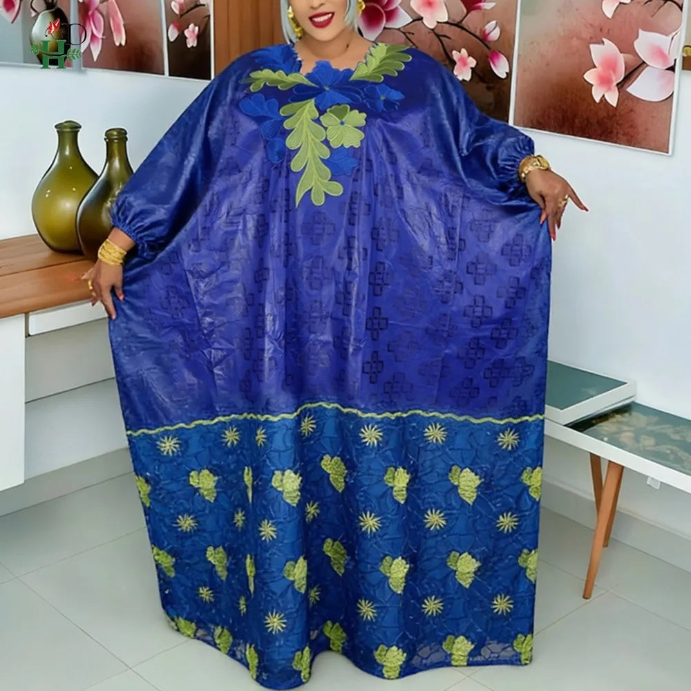 H&D 2026 African dresses for woman Plus Size Kaftan Dress Embroidery Bazin Riche Wedding Party Djellaba Church Gown Turkey Dress