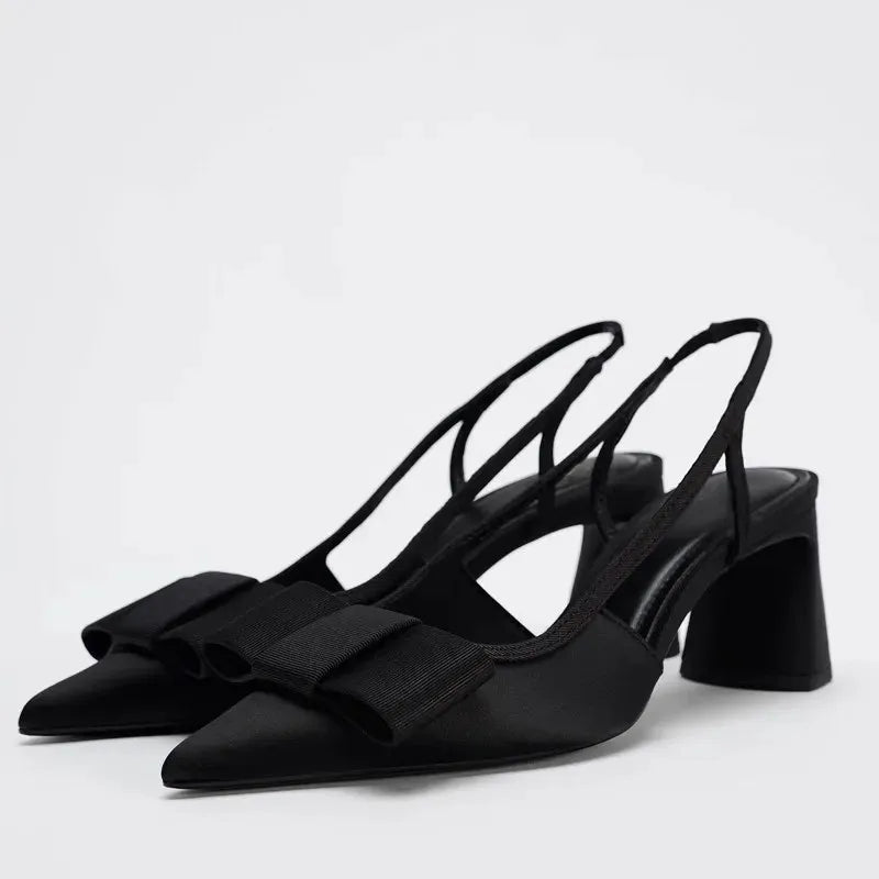 Sexy Burgundy Patent Leather Pointed Toe Pumps Women Fashion Bow Slingback Brand Designer Shoes Elegant Cozy Banquet Dress Shoes