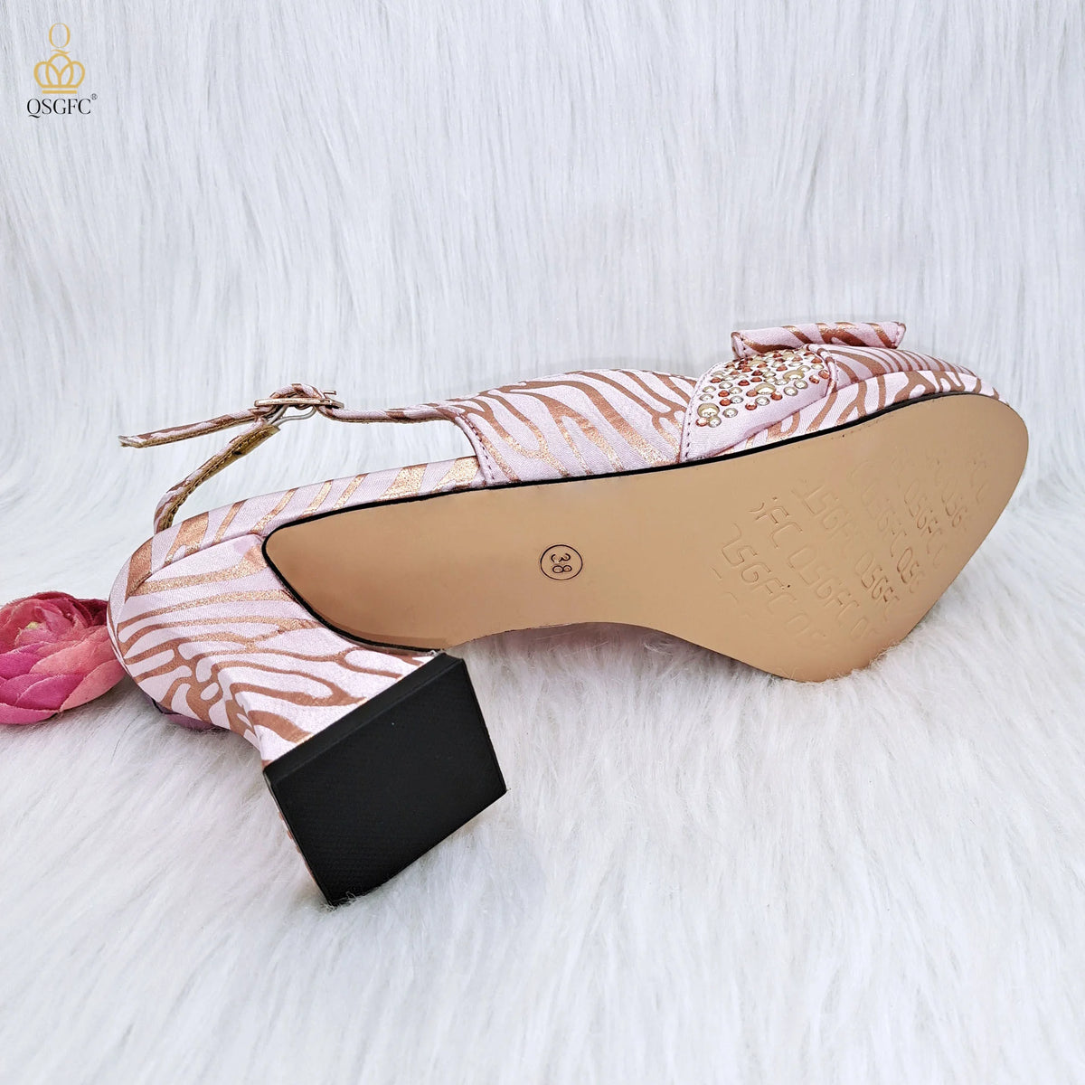 QSGFC The Latest Style Fashion Square High-Heeled Shoes Nigerian Ladies OL Commuting Or Party Bag Dual-Purpose Bag