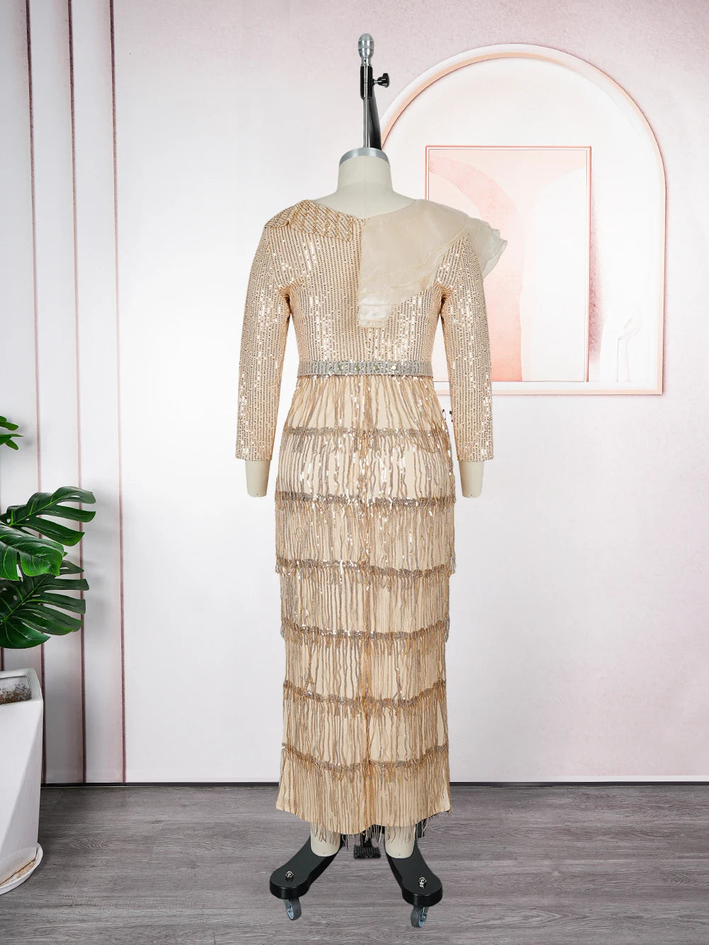 Plus Size African Party Dresses for Women 2025 New Dashiki Tassel Sequin Wedding Evening Gown Elegant Turkey Muslim Maxi Dress