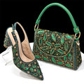 2025 Newest INS Style Black Color Elegant High Heels Nigeria Popular Design African Ladies Shoes And Bag Set For Party