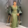 African Party Dresses for Women Elegant Turkey Muslim Wedding Evening Gown Plus Size Dashiki Sequin Sexy Bodycon Long Dress