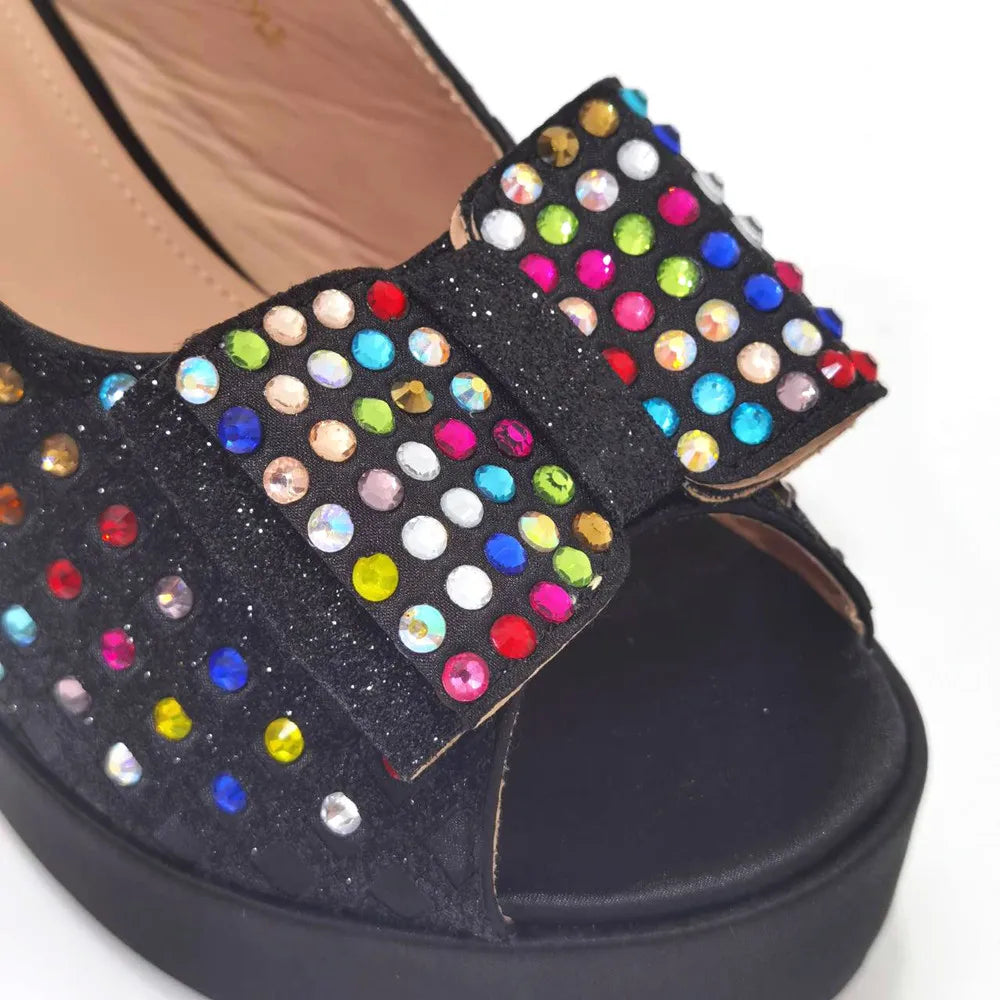 2024 Gold Party Shoe and Bag for Wedding Italy Style Matching Shoes and Purse Set for Bride Bridal High Heels Sandals Bag