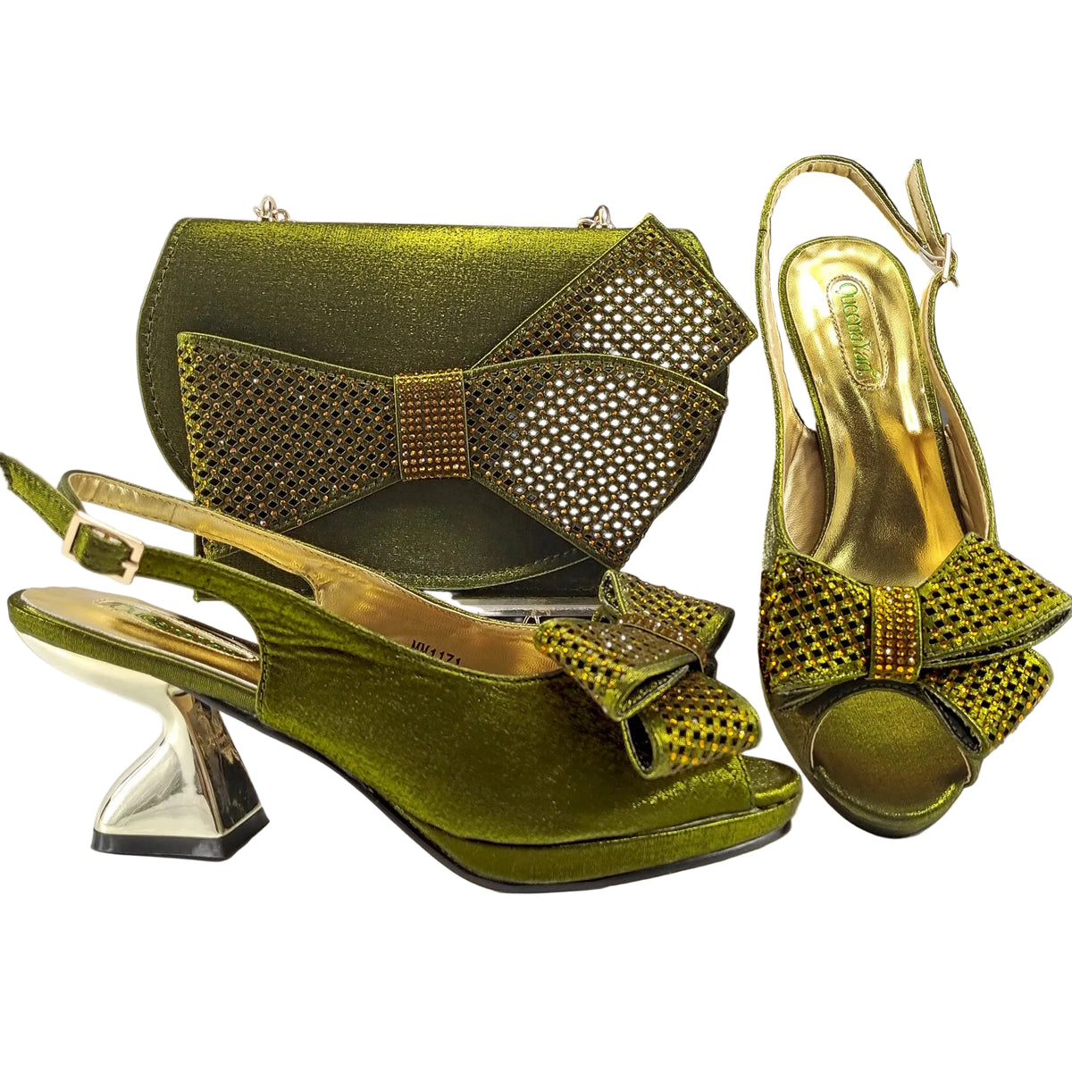 Elegant Women High Heels for Peep Toe Good Material Rhinestone Wine Sandals Italian Design Shoes and Bags Matching