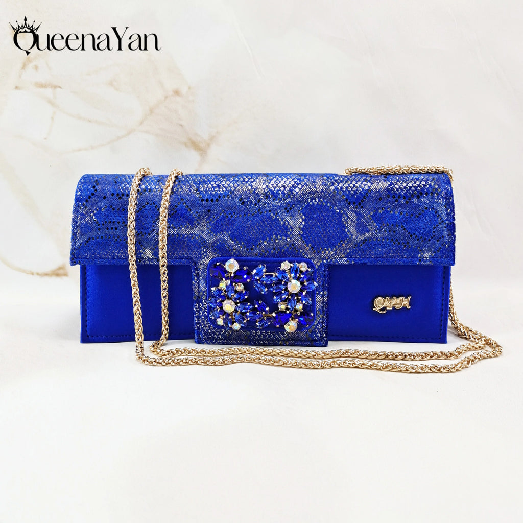 Queena Yan Newest Special Synthetic Fabrics Italian Design Women's High Heel Matching Shoe and Bag Set for Weddings and Parties