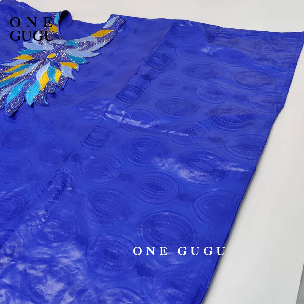 Royal Blue Original Perfumed Nigerian Baizn Dashiki Boubou Dress African Traditional Wedding Dress Bazin Riche Boubou Long Robe