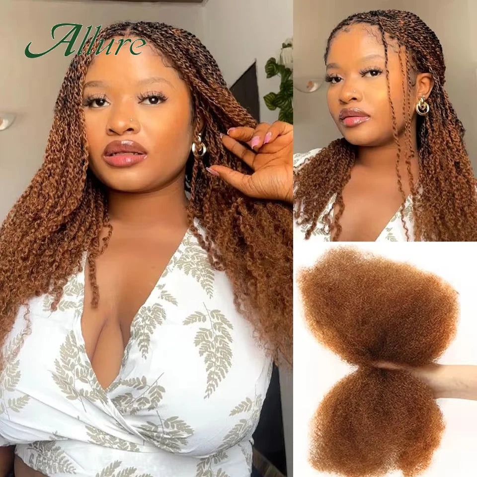 Afro Kinky Bulk QVR Human Hair For Mini Twist Braiding Loc Extensions & Crochet afro Kinky Curly bulk Hair For Dreadlocks 50g