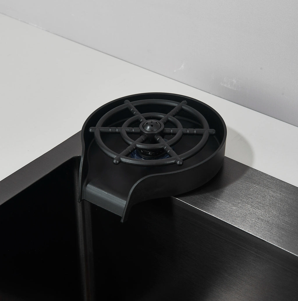Matte Black 304 Stainless Steel kitchen Sinks Cold And Hot Water Mixer With Soap Dispenser And Cup Disher