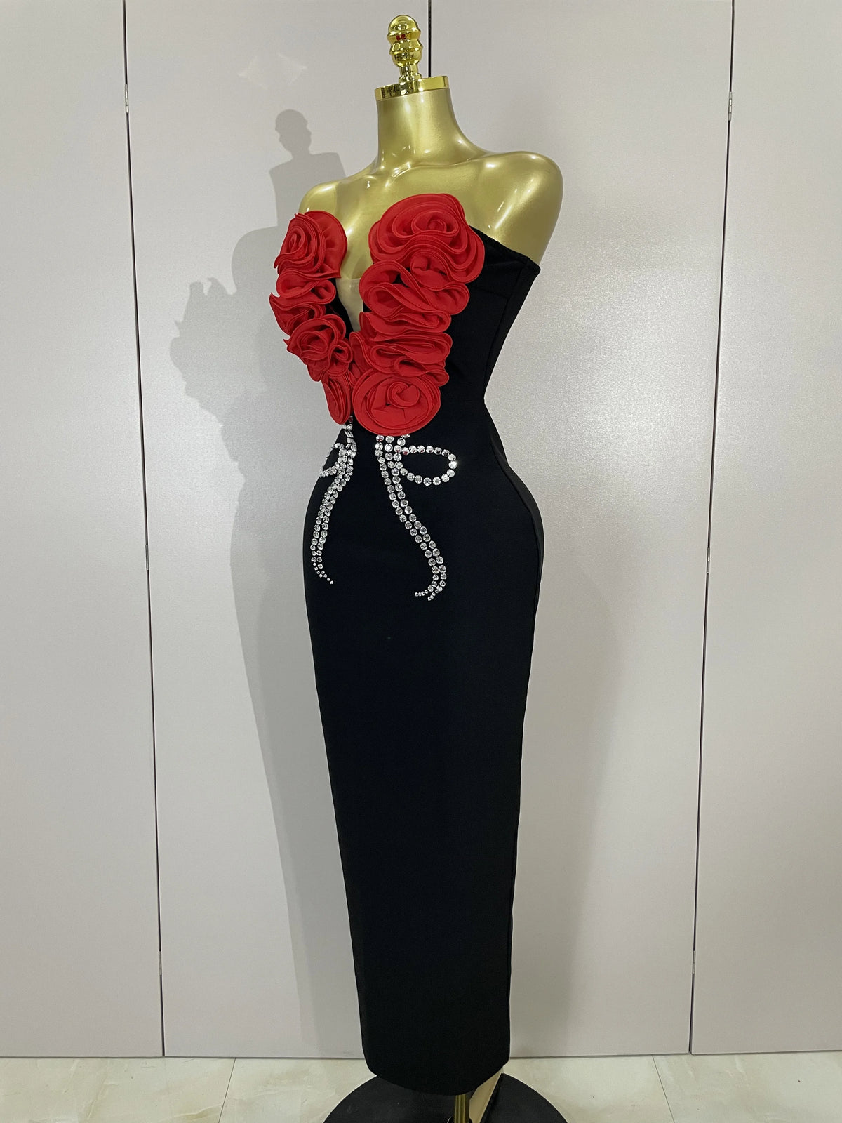 Sexy Off Shoulder Flower Diamonds Long Bodycon Bandage Dress Women Celebrate Evening Birthday Party Dress Wedding Guest Gown