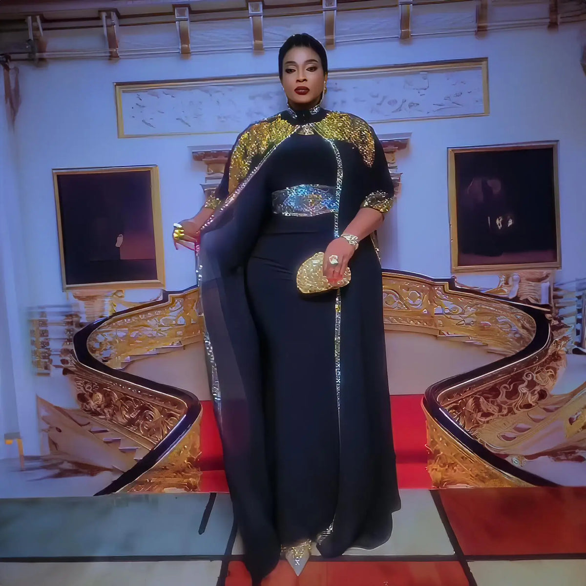 New Arrival african dress woman two-piece dress dress for church woman rhinestone luxury women's elegant dress