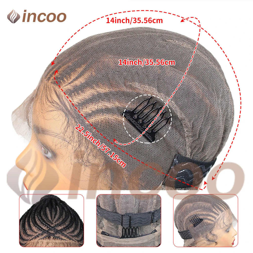 30" Synthetic Updo Braided Wigs Super Lightweight Full Lace Wig Knotless Ponytail Box Braids Wig For Women With Baby Hair