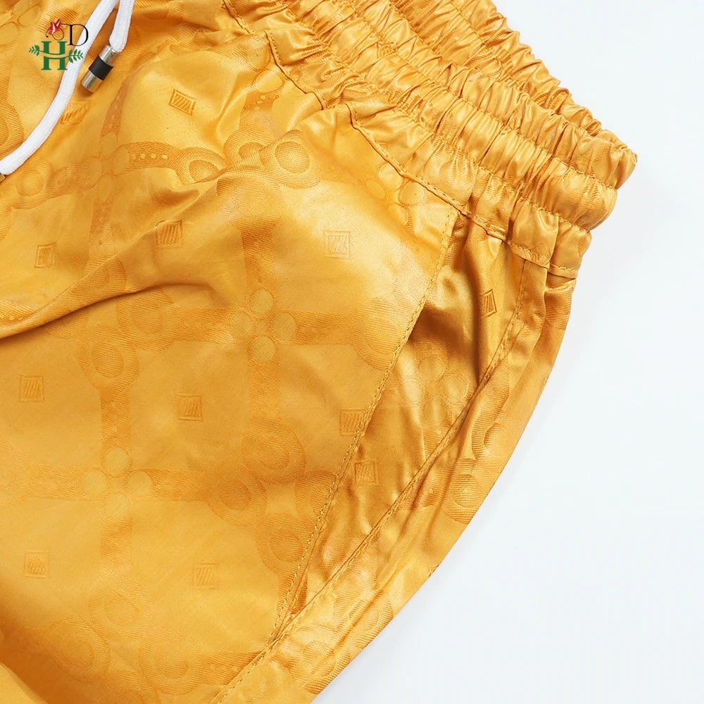 H&D African Clothes Men Native Wear Formal Traditional Embroidery Bazin Riche Dashiki Yellow Shirt Pants 3PCS Bubu Dress Suit