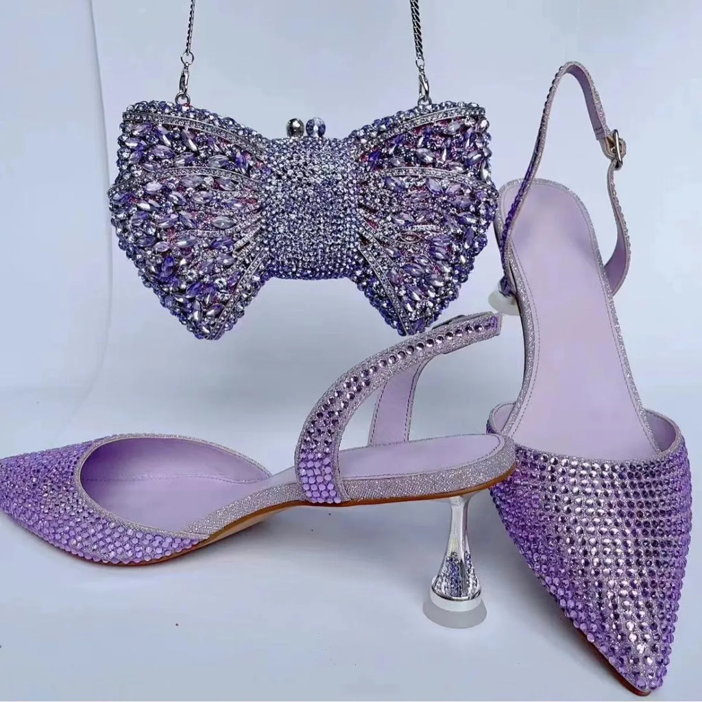 Women's Blue Color Rhinestones high heeled Shoes With Heart Clutch Diamond high-heeled Stiletto sandals For Wedding