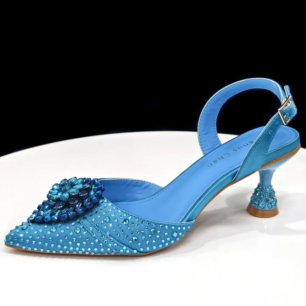 Venus Chan Pink Butterfly High Heels And Bag Set for Women Elegant Italian Design for Parties And Weddings Pointed Toe Slingbacks