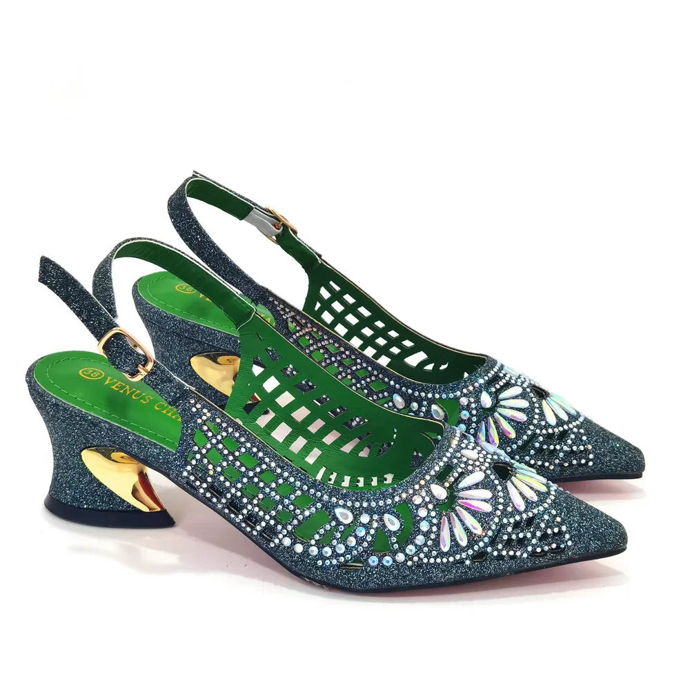 2024 Black Color Newest INS Style Elegant Party High Heels Nigeria Popular Design African Ladies Shoes And Bag Set