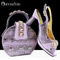 2025 Elegant Green Peep-Toe Women Heel Pumps for Italian Matching Party Shoes and Bags Set for Parties with Diamond Accents