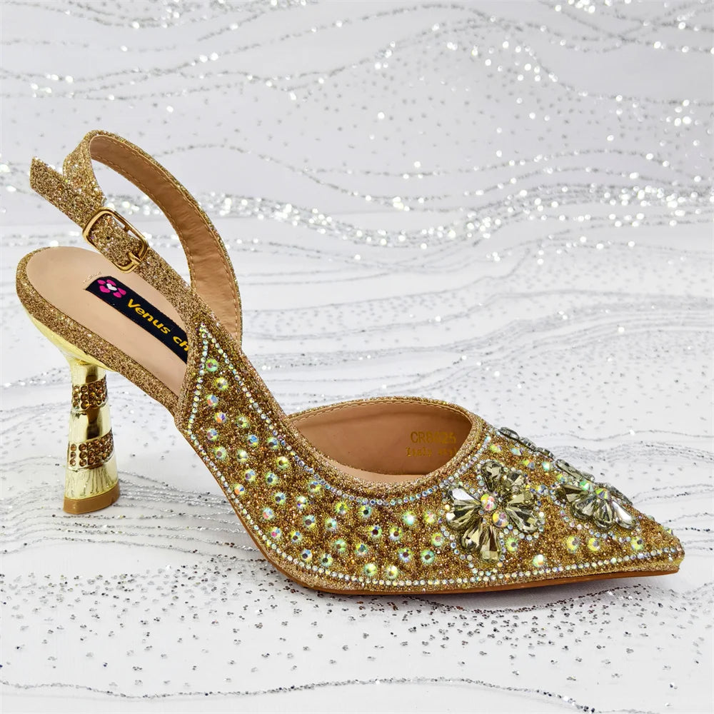 Festive Elegance: Spot Goods Dazzling Heels and Chic Long Bag Clutch Perfect Combination Of Shoes And Bag for Special Occasions
