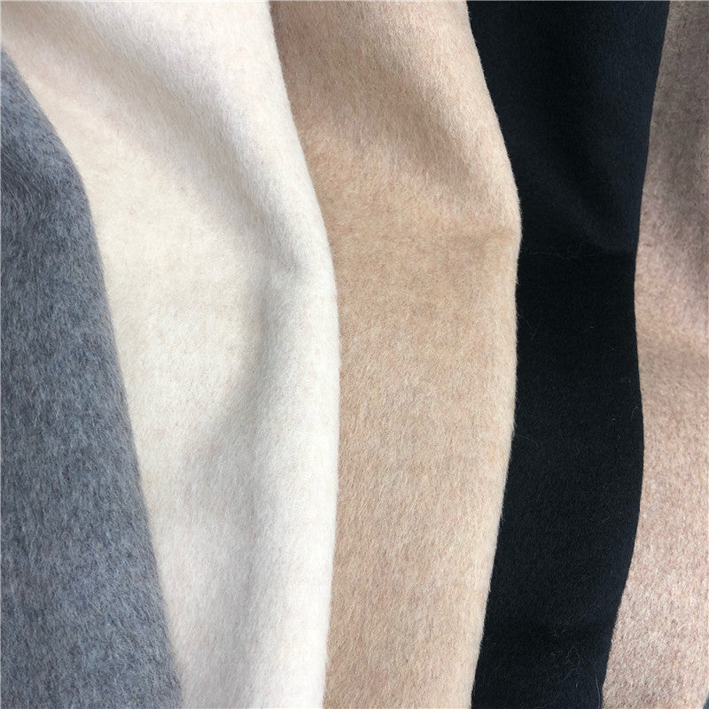 2024 New Oversize Ladies Outerwear Real Fur Coat Winter Jacket Women Natural Fox Fur Collar Cuffs Hood Cashmere Wool Woolen