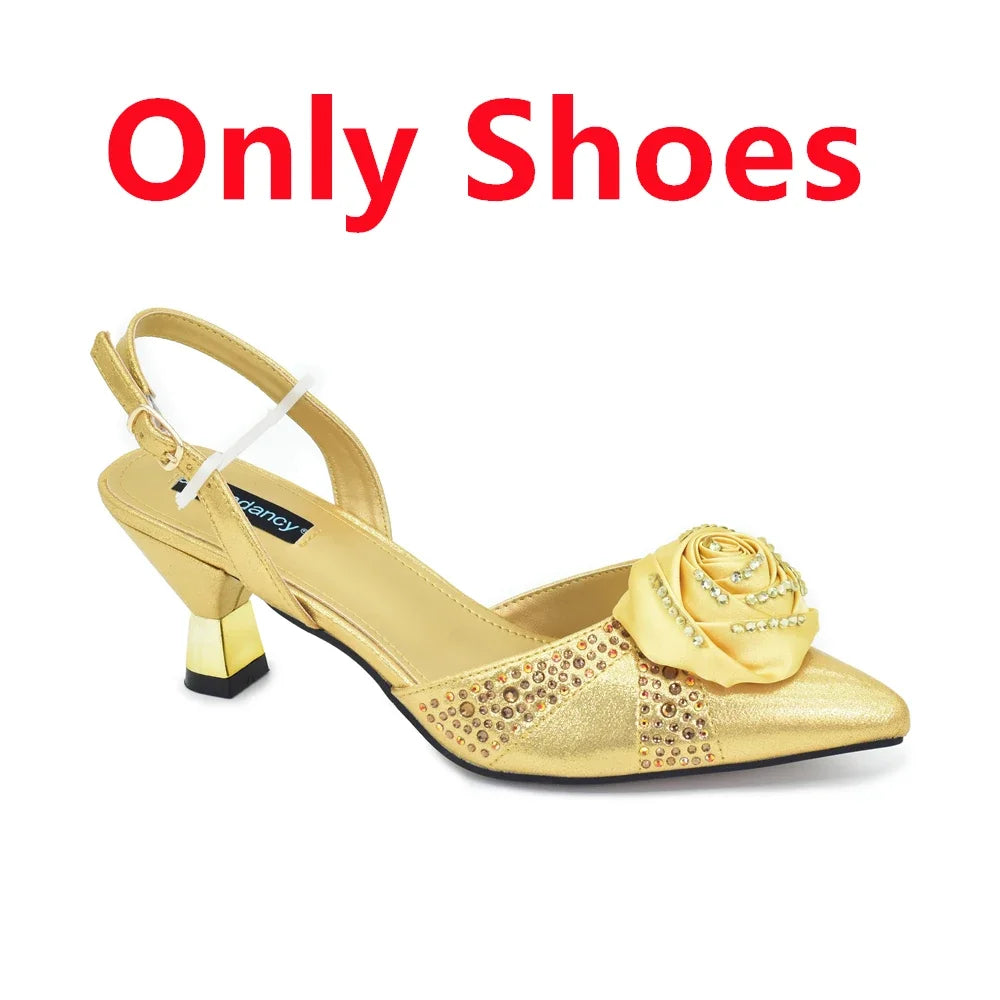 New Design Shoe and Bag Set for Party in Women Nigerian African Shoe and Bags Set for Wedding Luxury Elegant Women Party Pumps