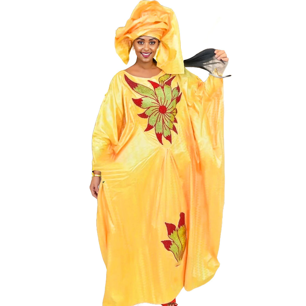 African Dresses For Women Luxury Boubou Material Rich Embroidery Design