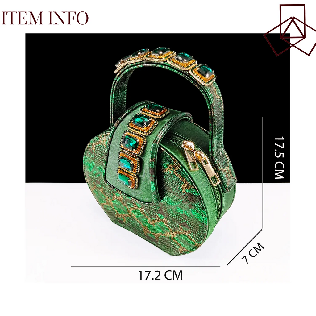 2025 Elegant Green Peep-Toe Women Heel Pumps for Italian Matching Party Shoes and Bags Set for Parties with Diamond Accents