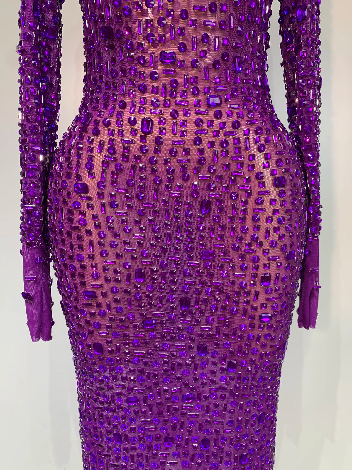 Sparkly Luxury Rhinstones Long Sleeve Elegant Party Dress Women 2025 Performance Stage Outfit Evening Birthday Prom Gown