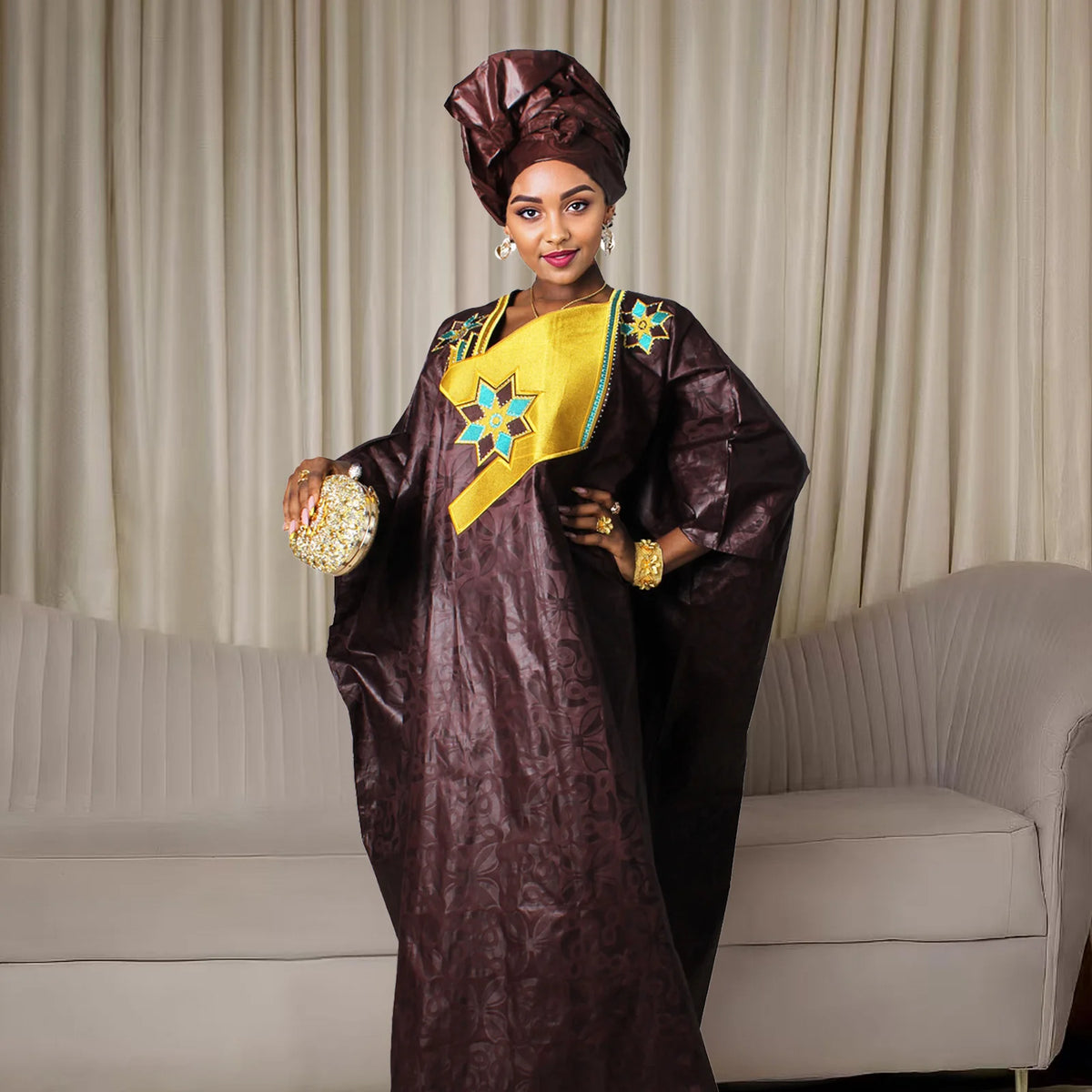 African Attire For Women Abaya Embroidery Plus Size Elegant Party Church Dress