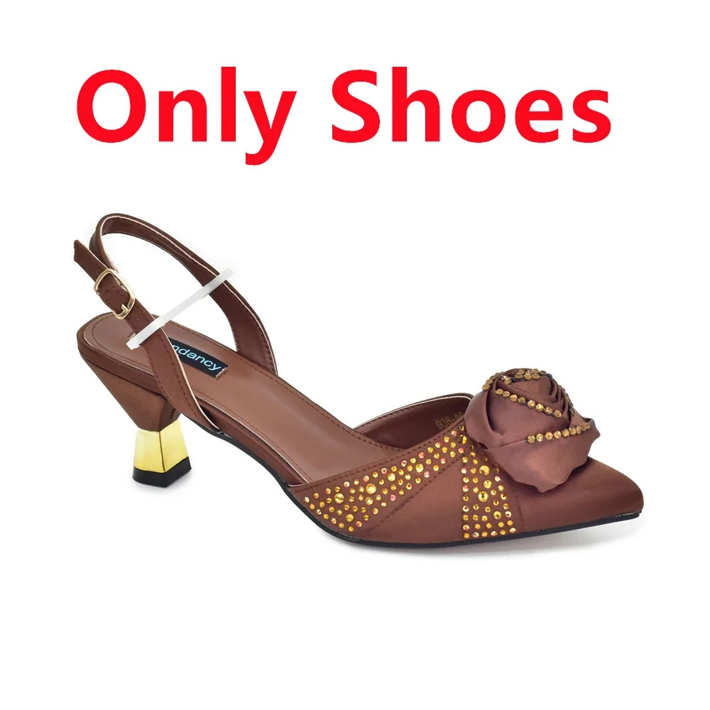 New Design Shoe and Bag Set for Party in Women Nigerian African Shoe and Bags Set for Wedding Luxury Elegant Women Party Pumps