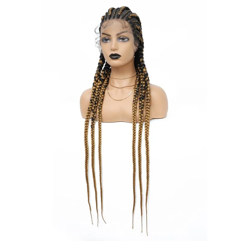 Incoo 36" Synthetic Full Lace Braided Wigs For Black Women Jumbo Knotless Box Braid Lace Wigs Cornrow Wig Braide African Hair