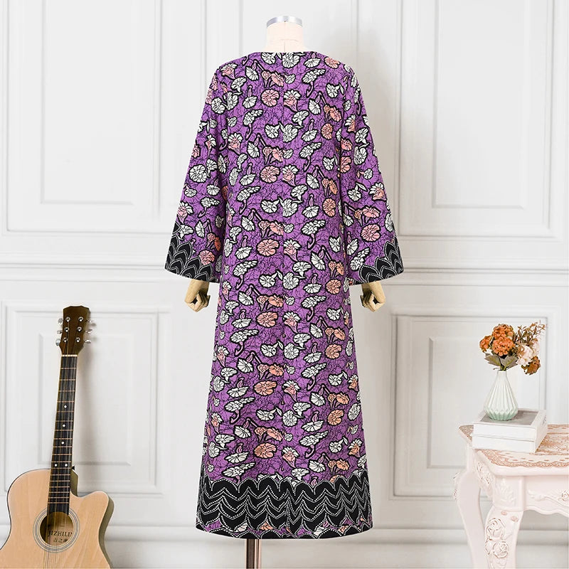 VONDA Bohemian Party Dress Elegant Women Printing Sundress Vintage Flare Long Sleeve Maxi Vestidos Oversized O-Neck Robe Femme