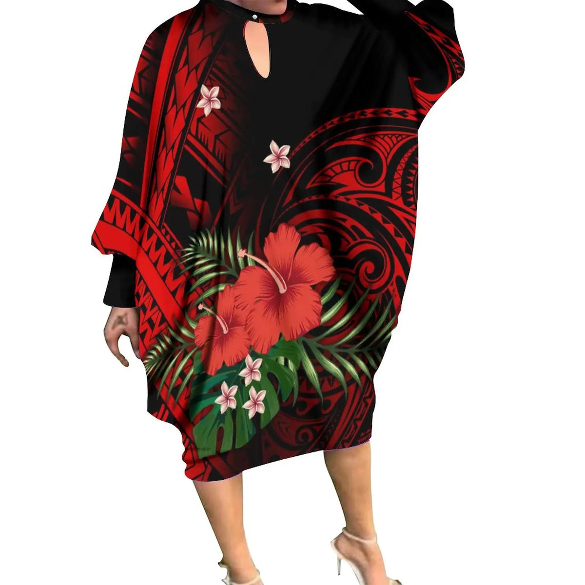 New Arrivals Polynesian Women Clothing Pacific Island Batwing Sleeve Casual Dresses Custom O Neck Samoan Dress