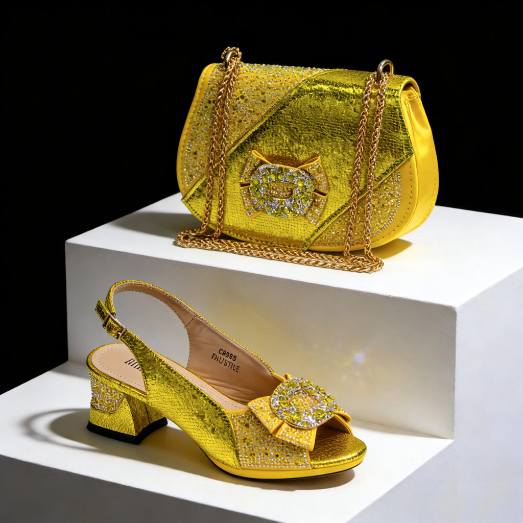 Venus Chan 2026 Elegant Rhinestone Peep Toe High Heels for Women - Italian Design Purple Sandals with Matching Handbags