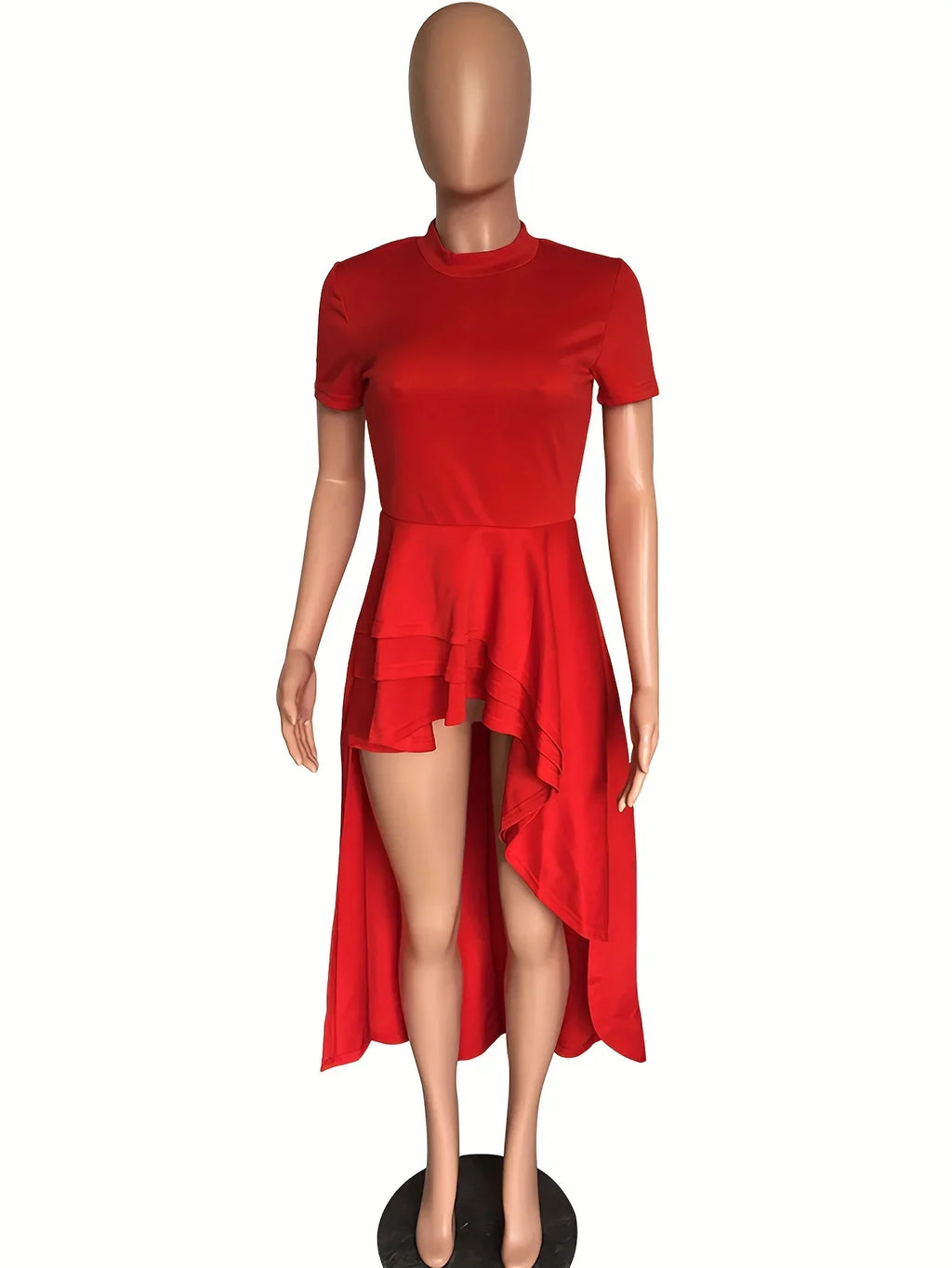 Womens Casual Shirt Dress High Low Irregular Ruffle Hem Blouse Asymmetrical Peplum Long Tunic Tops