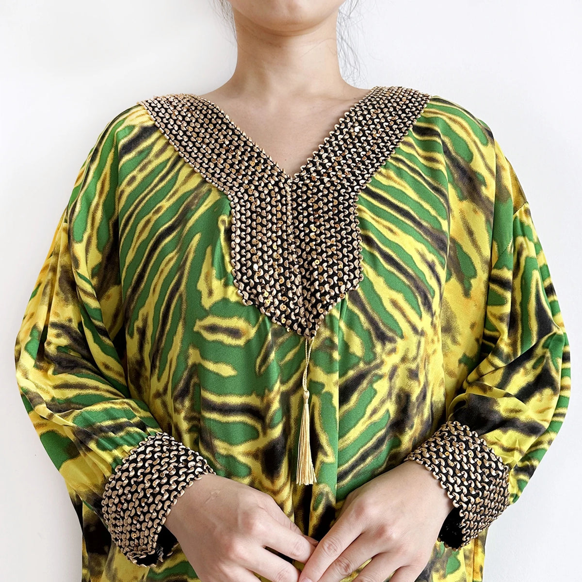 2025 Long Sleeve Embroidered V-Neck Cotton Women Loose Abaya Boho Maxi Dress Casual Fashion Dress African Vestidos
