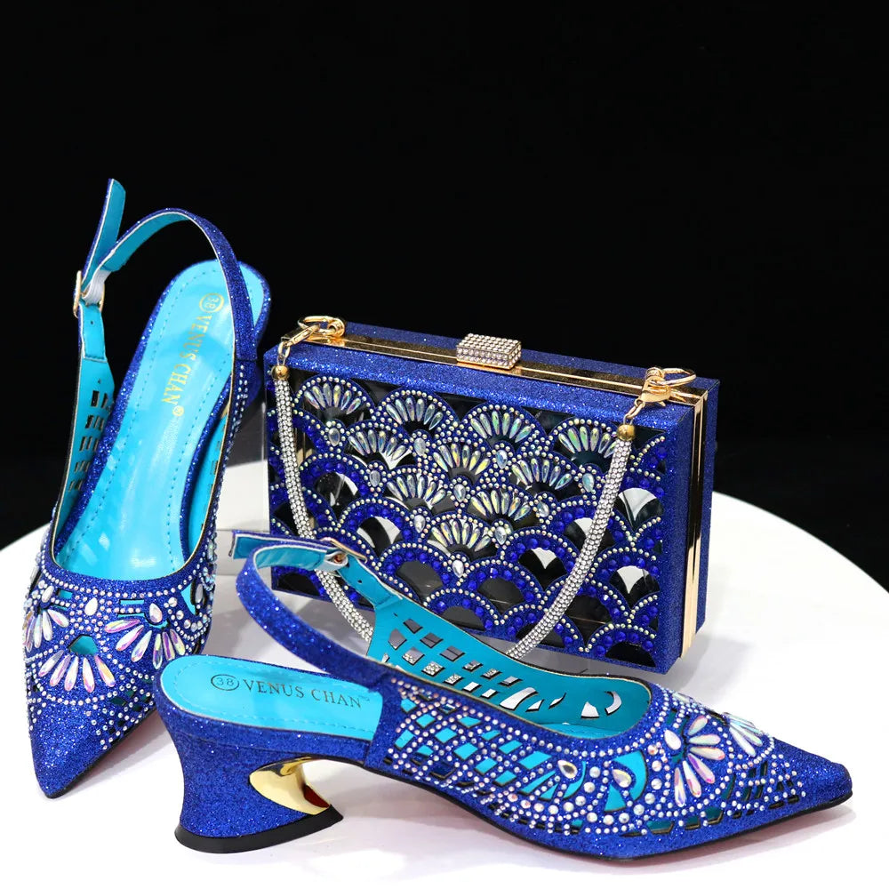 2024 Black Color Newest INS Style Elegant Party High Heels Nigeria Popular Design African Ladies Shoes And Bag Set