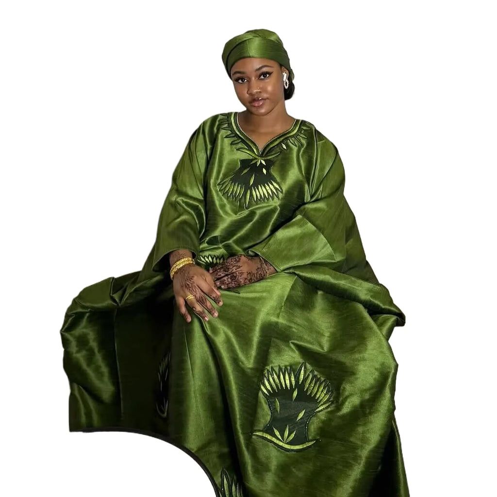 African Dresses For Women Luxury Boubou Material Rich Embroidery Design