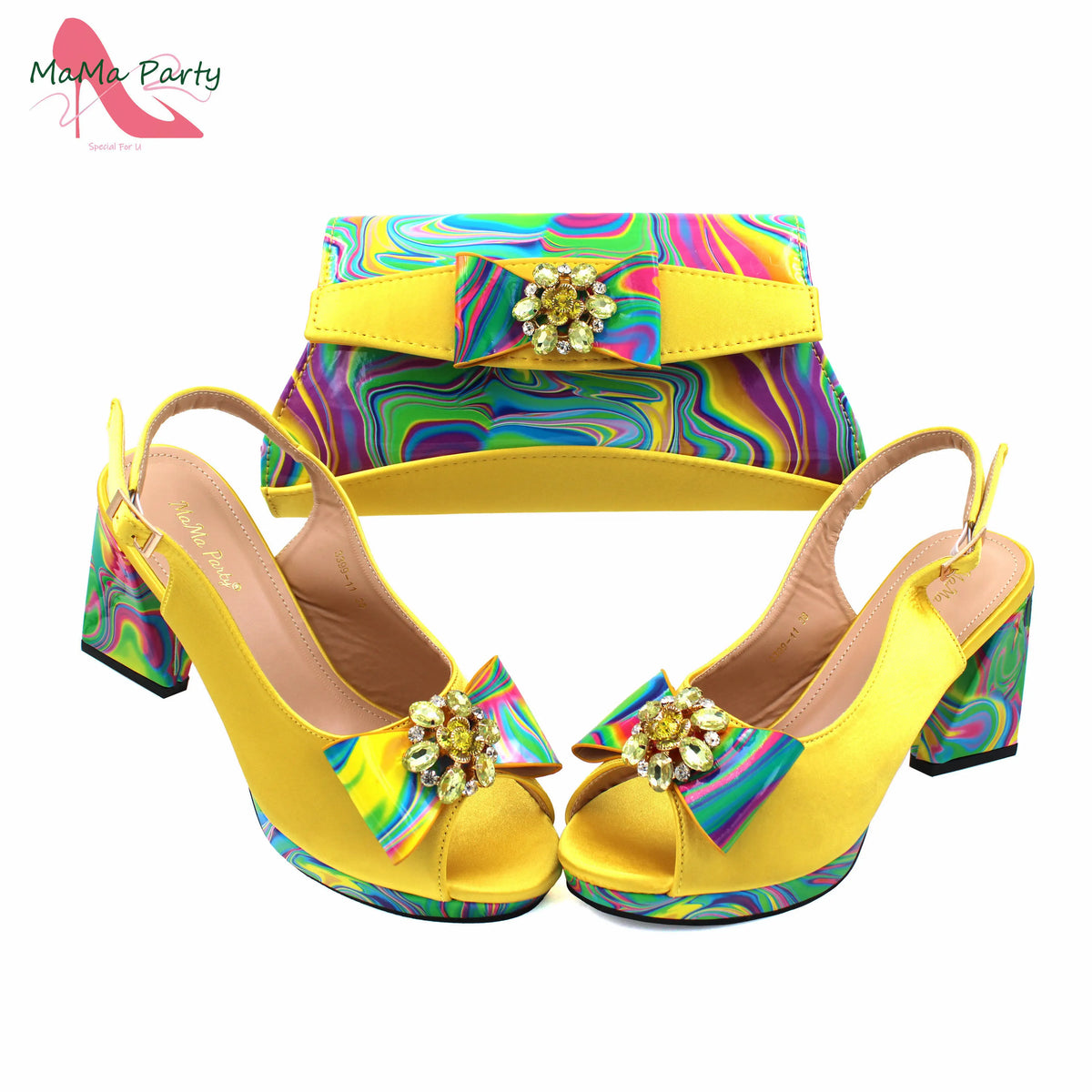 2024 Appliques Specials Italian Design Nigerian Women Shoes Matching Bag Set in Green Color INS Hot Sale Sandals