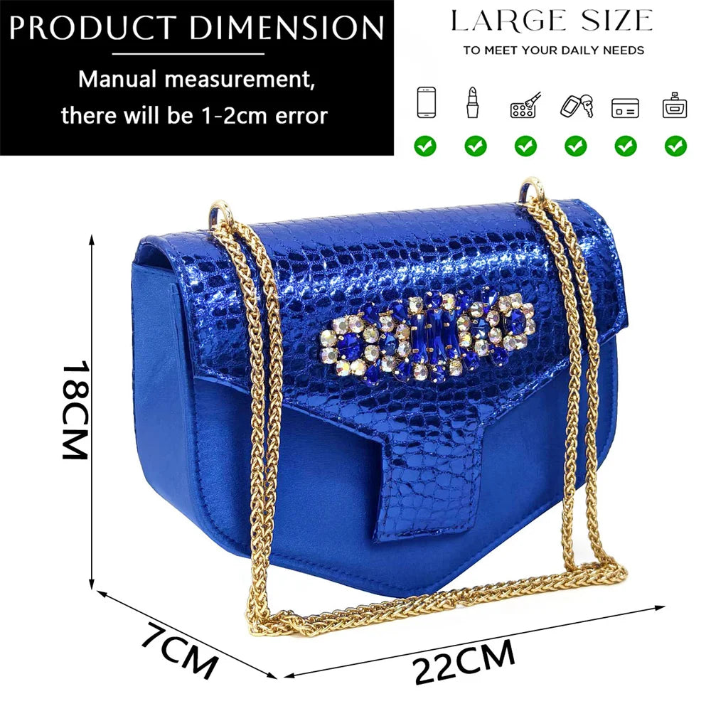 New Arrival Purple Colour Shoe and Bag Set Luxury Designer Shoes Women Matching Wedding Shoes and Bags Decorated With Rhinestone