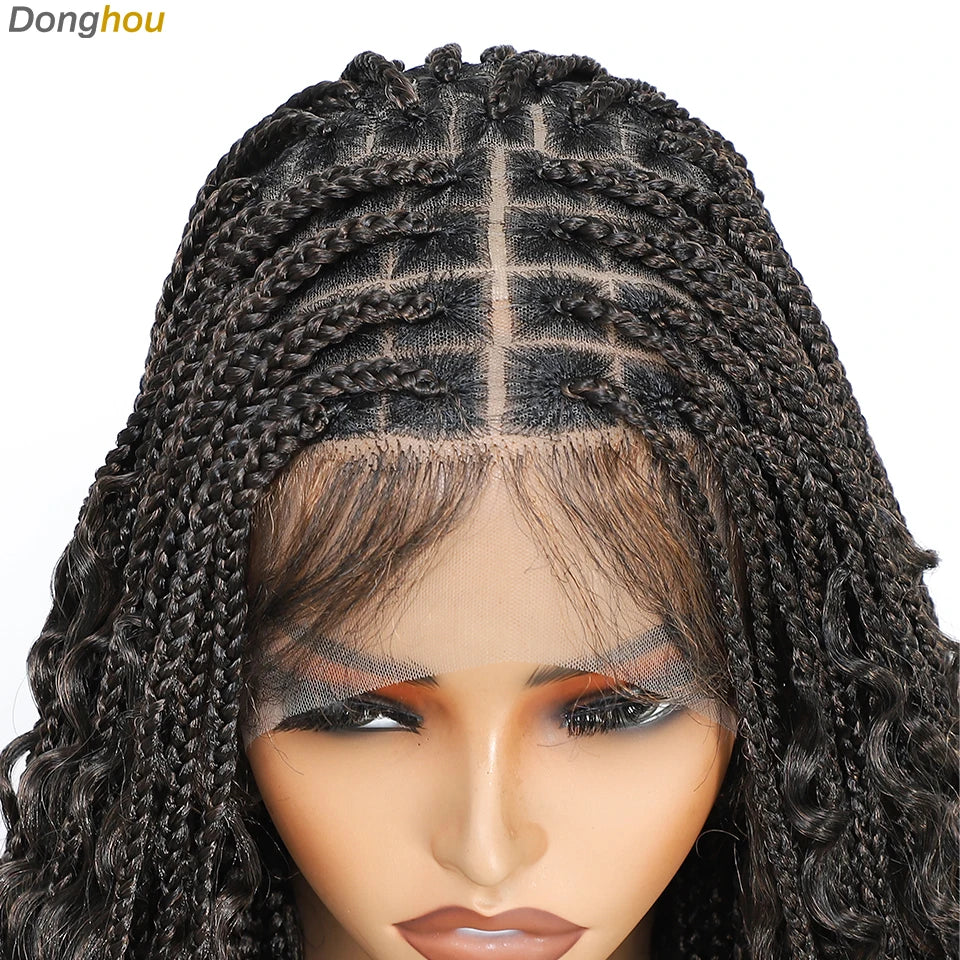 Ombre Boho Knotless Braided Wigs for Black Women 1B T30 Colors Bohemian Box Braids Wigs Perruques Tresses Africaines Naturelles