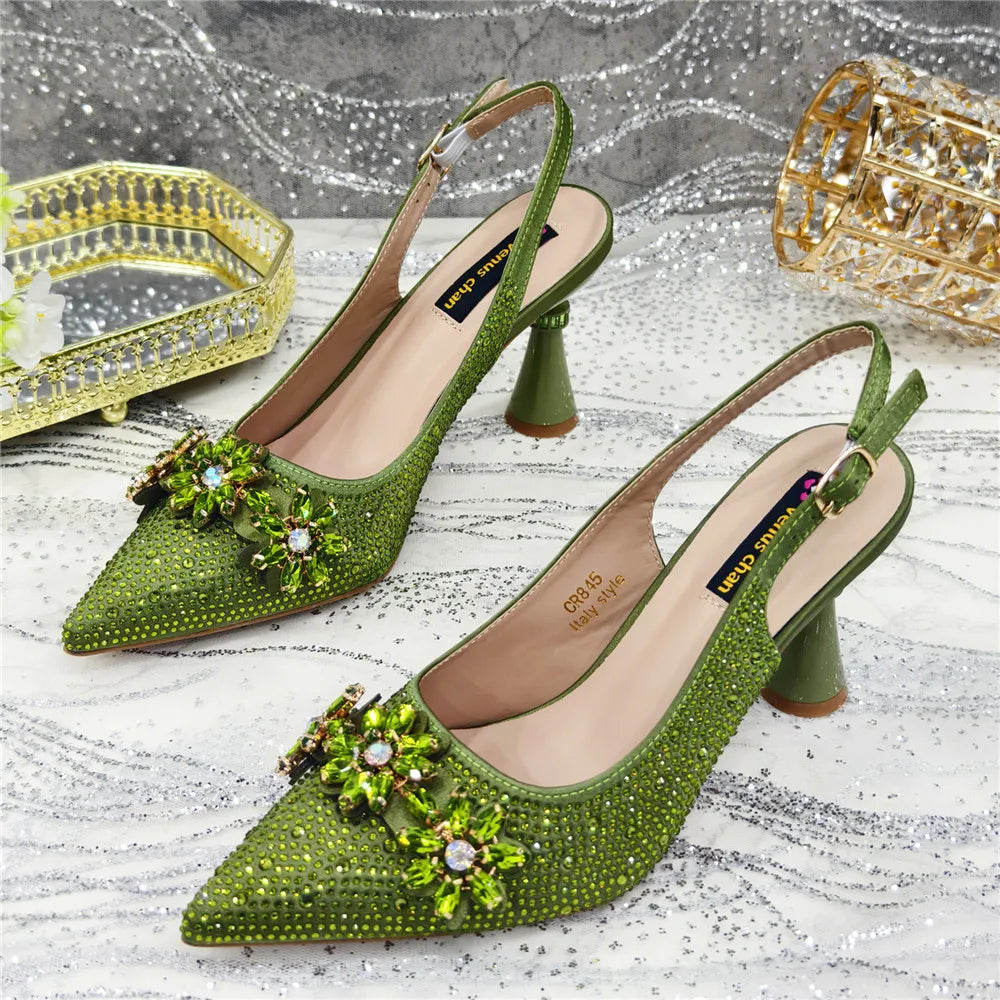 Latest Design Shoes for Women 2025 Designer Luxury Wedding Shoes Bride Party Pumps Decorated with Rhinestone Ladies Sandals