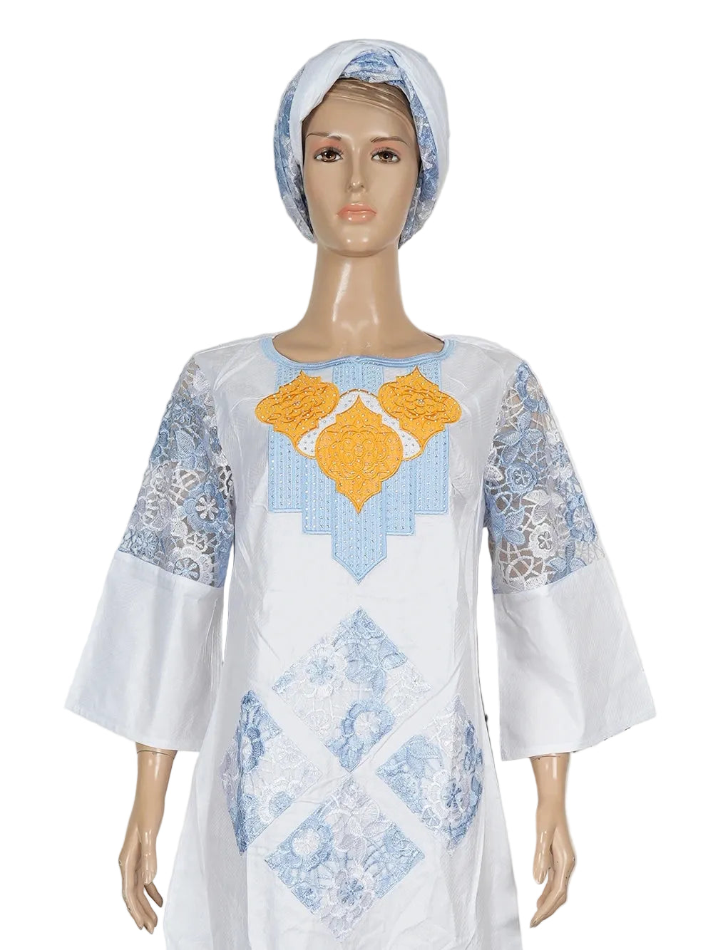 African Dress For Woman Traditional Dresses Turkey Dress White Bazin Riche Luxury Elegant Embroidery Church Africa Clothing