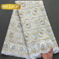 SJD LACE Swiss Voile African Stones Cotton Lace Fabrics 5 Yards 2024 High Quality Nigerian Lace for Women Party Dresses Sew 4079