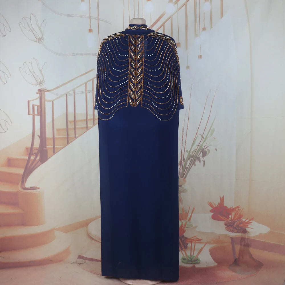 Luxurious elegant african dresses woman New luxury 2025 african dresses for woman Rhinestone combined with beads turkey dress