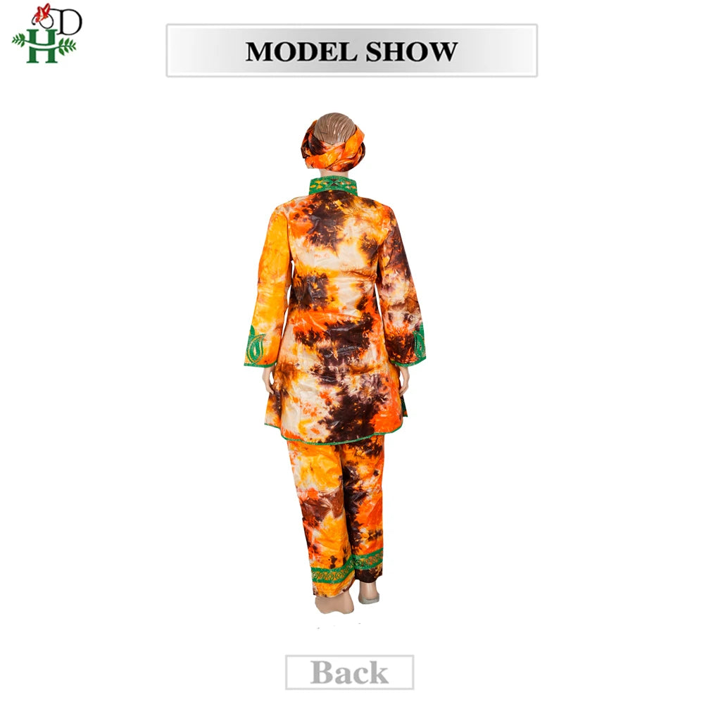 H&D African Clothes For Women Traditional Embroidery Dress High Quality Tops Pants Suit Muslim Wedding Party Clothing 2024 2025